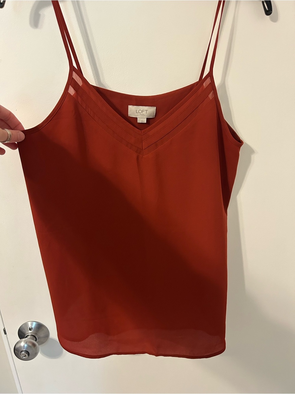 LOFT Double-Strap V-Neck Cami in Rust